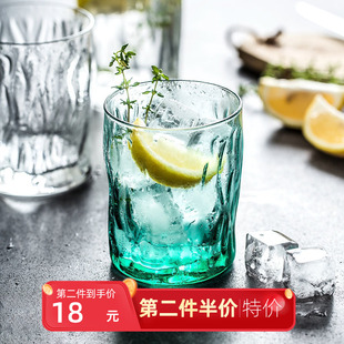 速发Borm璃i创意漱色玻i果汁喝水杯子家用耐热泡茶杯彩口杯