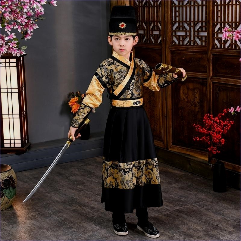速发明朝武士服儿童古装锦衣卫飞鱼服男童汉服四大名捕侠客披风侍