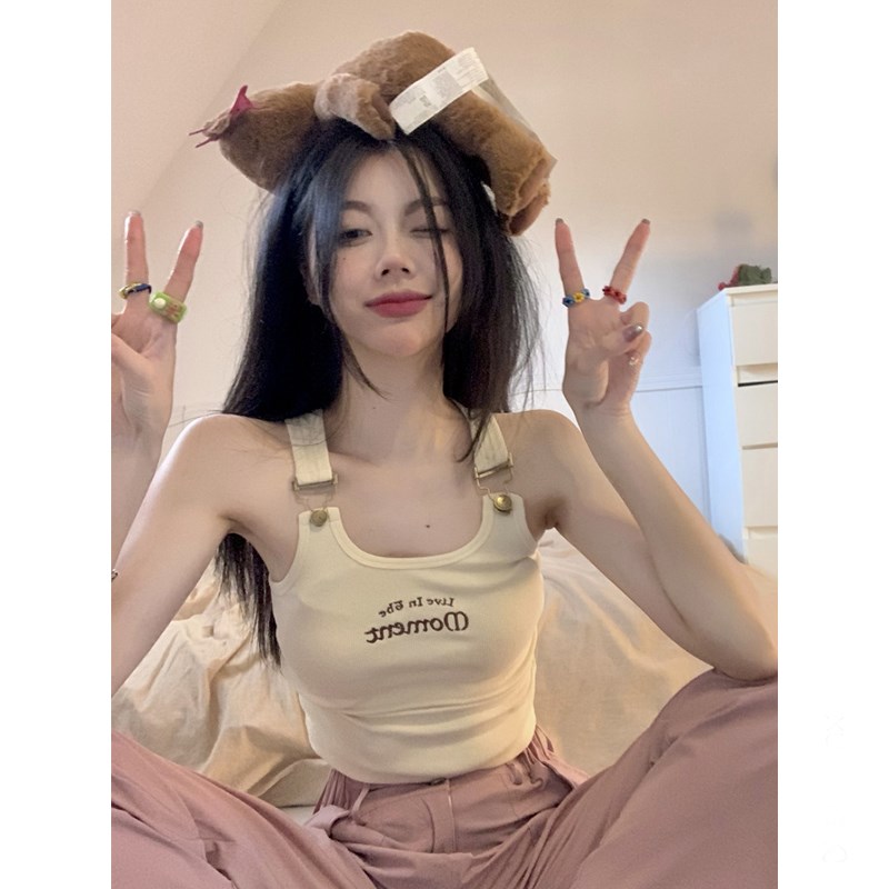 速发辣妹纯欲无袖港风吊带背穿夏装设计感搭众内小外心短款美式上