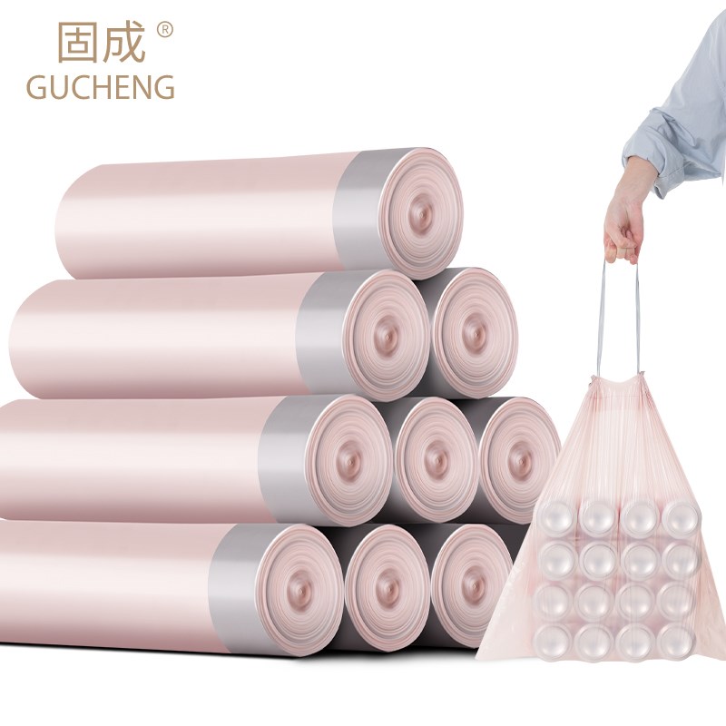 速发111V固成抽绳垃圾袋家用自厚手加式提动收口中大号特厚厨房塑