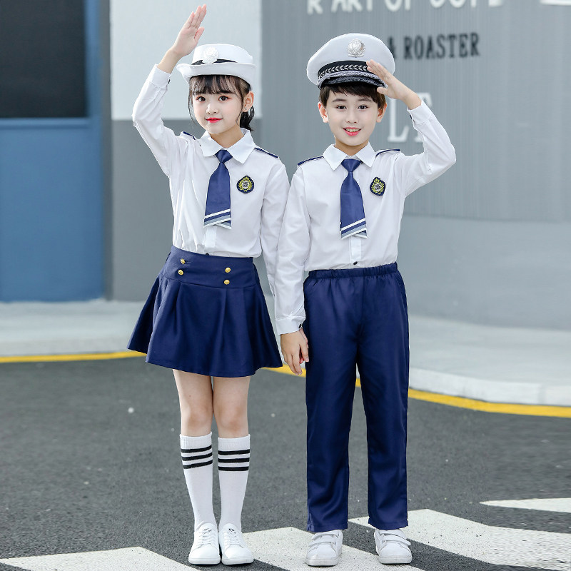 速发儿童小海军空小演出服警察升旗手中军学生唱合团朗诵表演