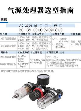 原装亚德客气源处理器过滤器三联件 AC20001 W AC2000/1500 M1 N