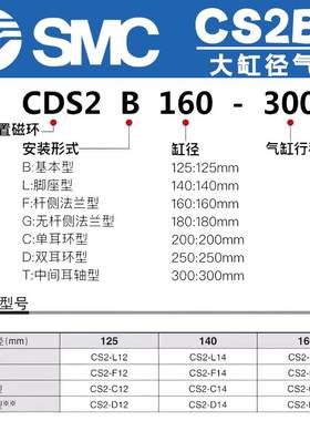 SMC大缸径重型气缸CS2BN125/140/160-50-100-125-150-200-300-350