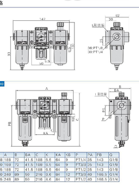 原装亚德客过滤器 三联件 GC300-08 GC30008F1 GC30008C1 AirTAC