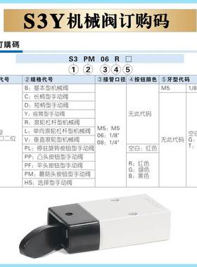 原装亚德客摇臂型手动机械阀 S3Y/CM3Y-05/M5/06/08 CM3Y06 S3Y06