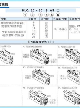 原装亚德客滑台气缸HLQ6X8X10X20X30X40X50X75-S-SA/SAF/SAS HLQL