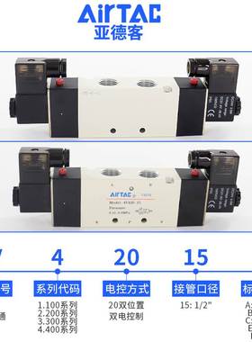 原装亚德客电磁阀4V410-15 4V420-15 4V430C 4V430E-15A220v/B24v