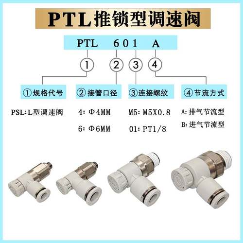 亚德客气缸调速接头PTL6M5A-M PTL601A PTL602A PTL6M5B PTL601B