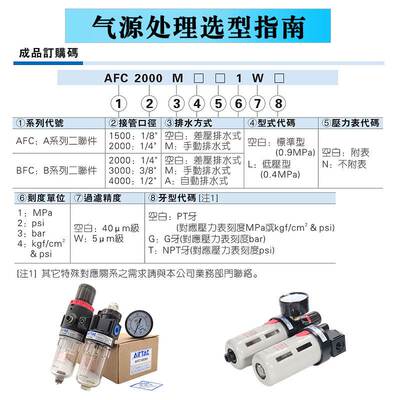 原装亚德客二联件AFC/AFR/BFR/BFC2000/3000/4000/1500 M1 A1 N W