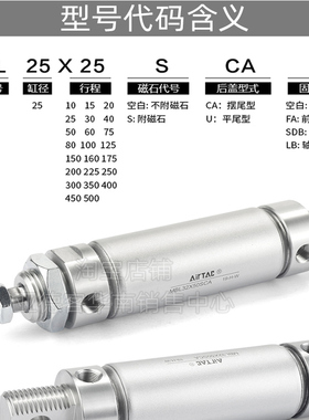 亚德客迷你气缸MBL20/25/32/40*25x30x40x50x75x100x150SCA铝合金