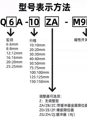 新款MXQA气缸导轨精密滑台气缸MXQ6A MXQ8A MXQ12A MXQ16A MXQ20A