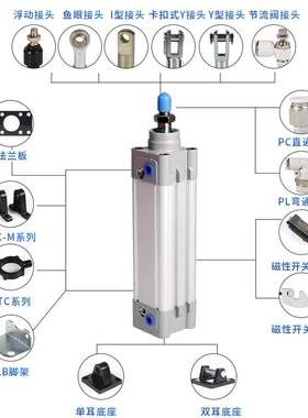 亚德客标准气缸SE32/40/50/63/80/100/125X25X50X75X100X125X150S
