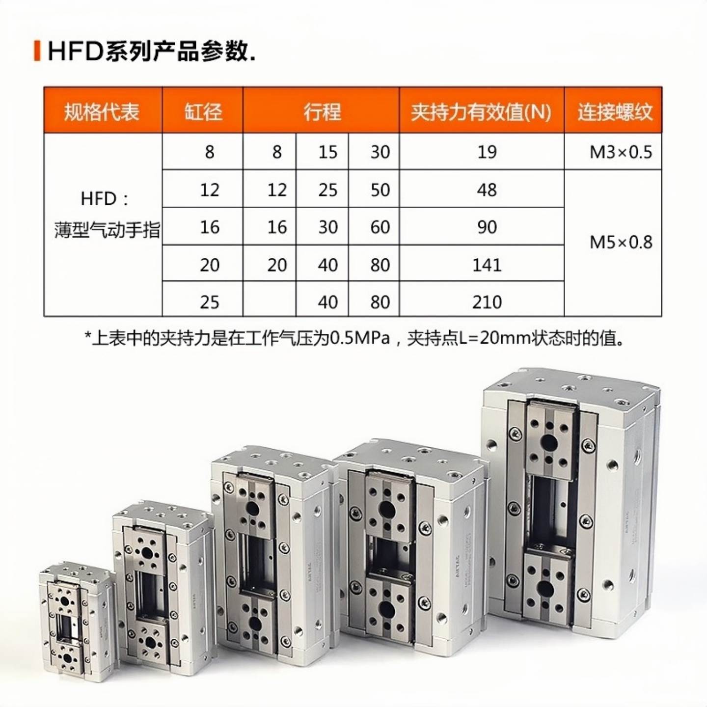 亚德客薄型手指气缸HFD8x8 HFD16X30 20X40 12X25X80X15X10X50X60