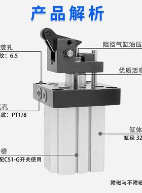 亚德客阻挡气缸TTH/TDH/TWH20/25/32/40/50/63/80X15X30X40-SLSKF