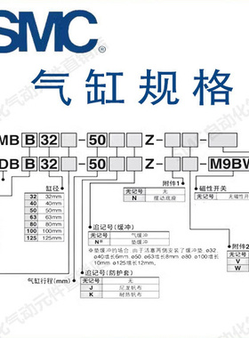 SMC单耳环型气缸MBC/MDBC32-25-40-50-63-75-80-100-125-200-900Z
