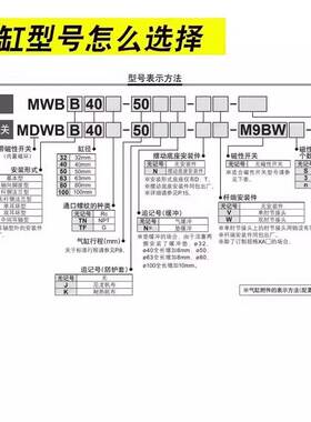 SMC带锁气缸MDWBL MDWBT MDWBC MDWBB32/F40/G50/D63/80/100-25N