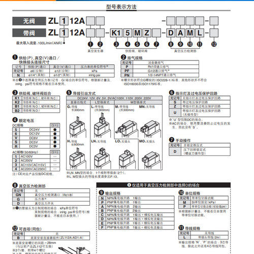 SMC原装多级真空发生器ZL112A-AP-DNL-G GN-K15LZDDPL-K15MZ-DAML