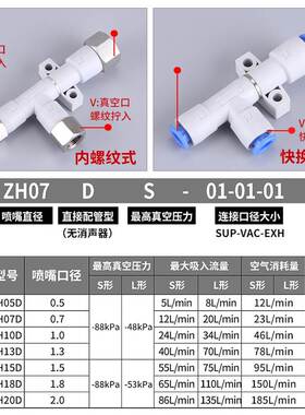 SMC型ZH05DS ZH10DS ZH13DL ZH20DS-06-08-01-02真空产生器ZH07DL