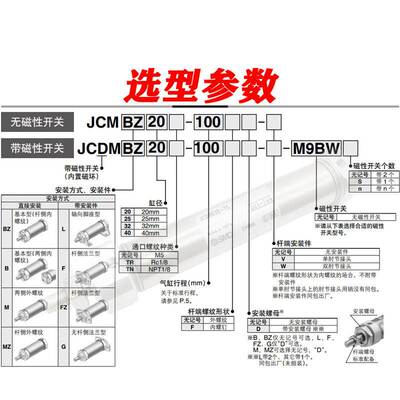 SMC新款迷你气缸JCM系列JCMBZ20/25/32/40-25-50-75-100-125-150F