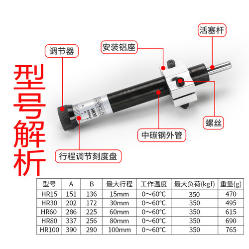 气动可调油压缓冲器液压精密稳速阻尼SR/HR15 30 60 80-2430