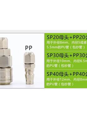 HANGONG快速接头自锁接头PP20 30 40 SP SH SM40快插萨博SABO同款