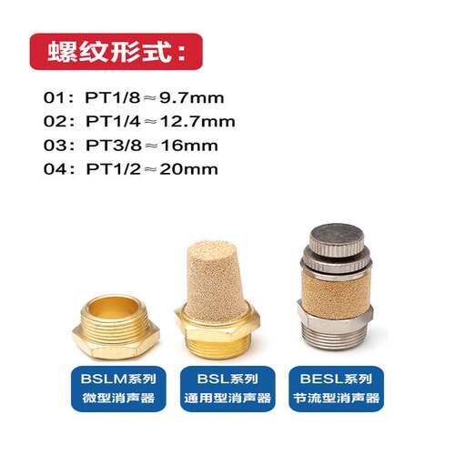 亚德客消音器BSL/BESL/PAL/PALM01/02/03/04金属泡沫塑料可调