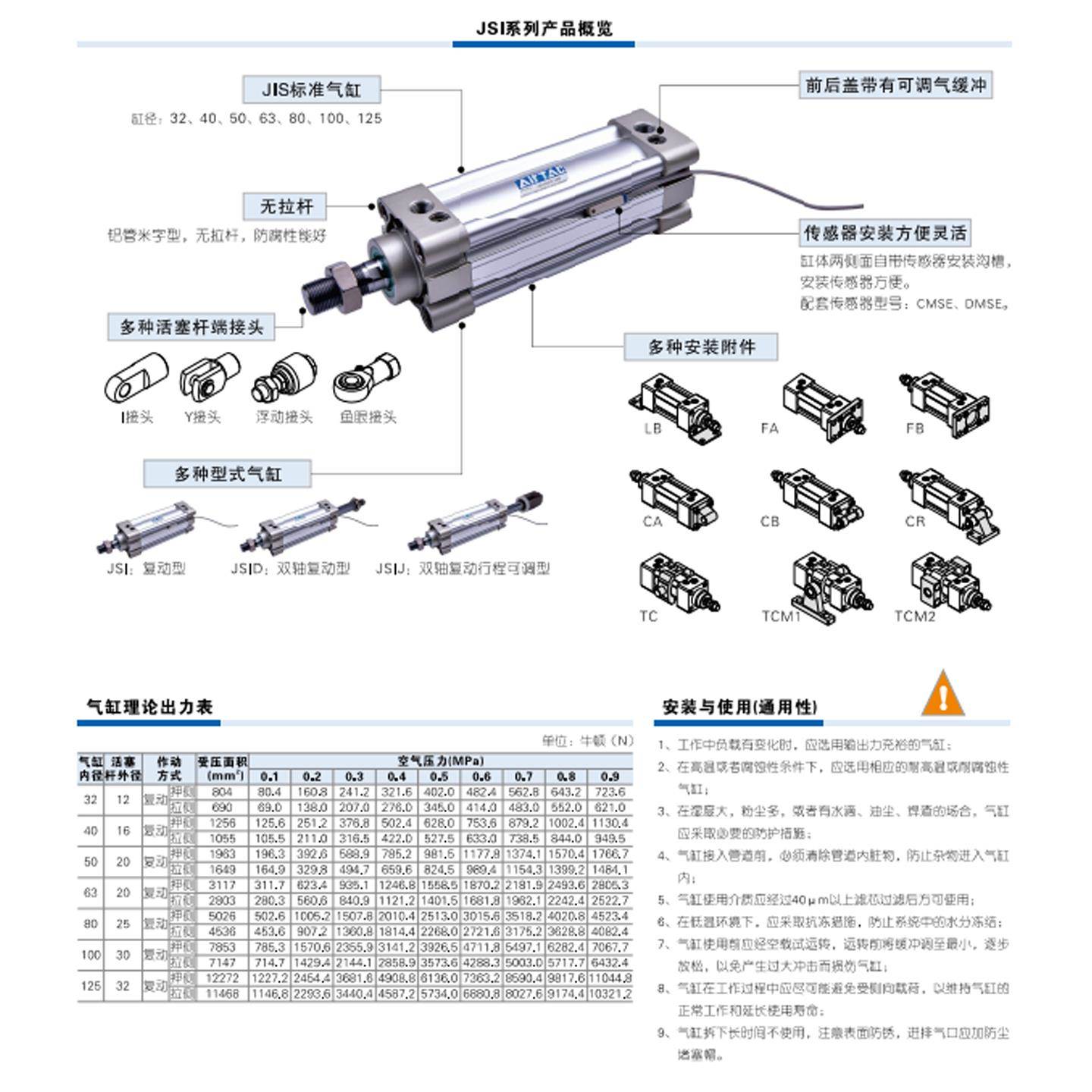 亚德客JSI/JSID/JSIJ气缸32/40/50/60/80/100/125X25SX125SX150S.