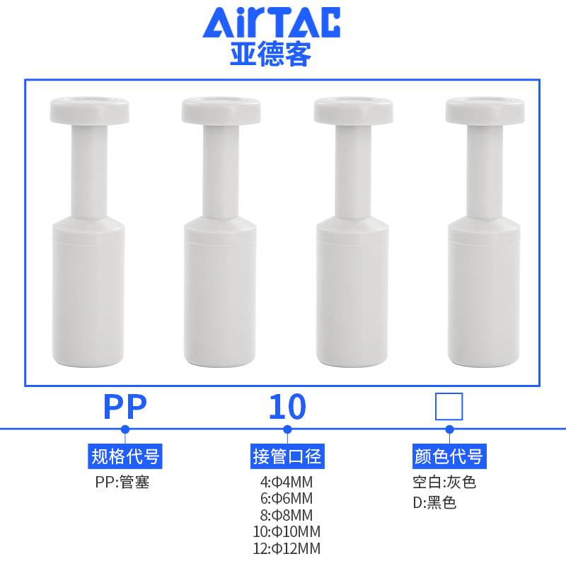 亚德客气管管塞接头气嘴堵头PP4 PP6 PP8 PP10 PP12 APP4 APP6 A