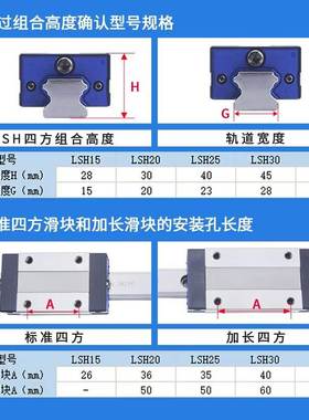 亚德客直线导轨滑块LSH15BK LSH15HN F1N F2N F3N/L滑轨RLX100-N
