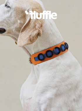 Fluffle 巴洛克风格意大利柔软小牛皮午夜蓝拼色宠物项圈