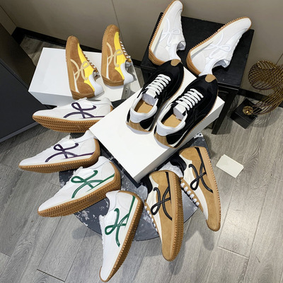 高定版~罗以为华夫阿甘鞋男女同款真皮增高德训鞋休闲运动小白鞋