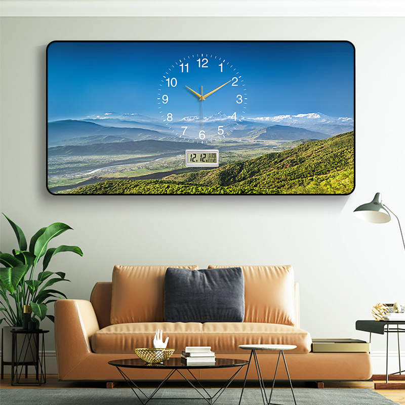 茫茫草原风景画装饰背景墙挂钟