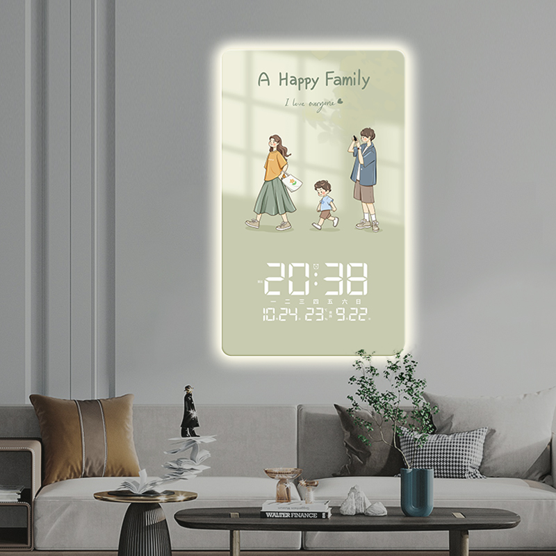 一家人LED夜光电子钟装饰画挂钟