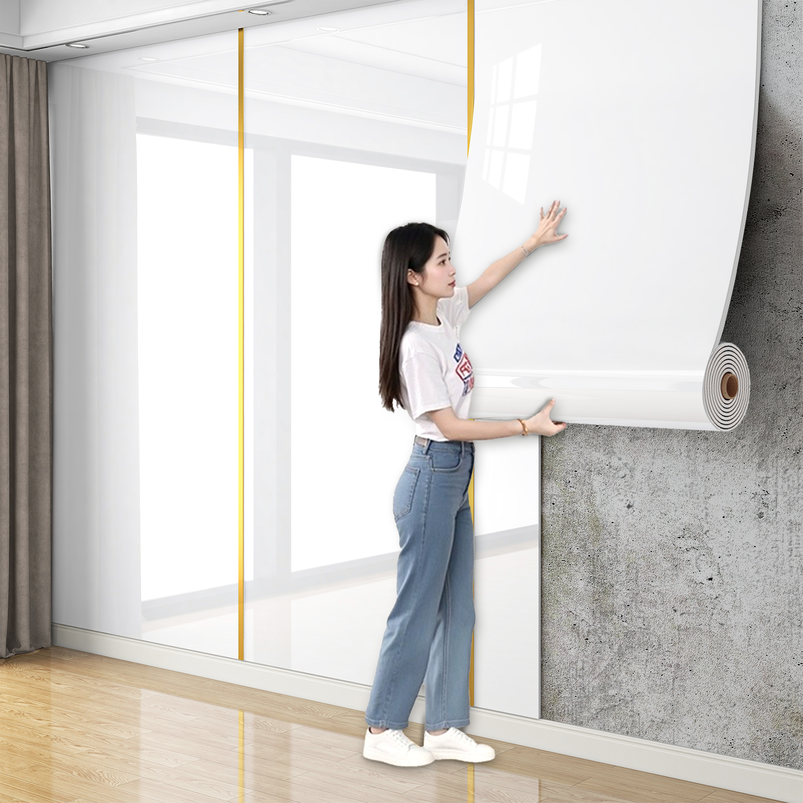 大理石墙纸自粘防水防潮背景墙面遮丑装饰墙板仿瓷砖墙贴墙壁贴纸