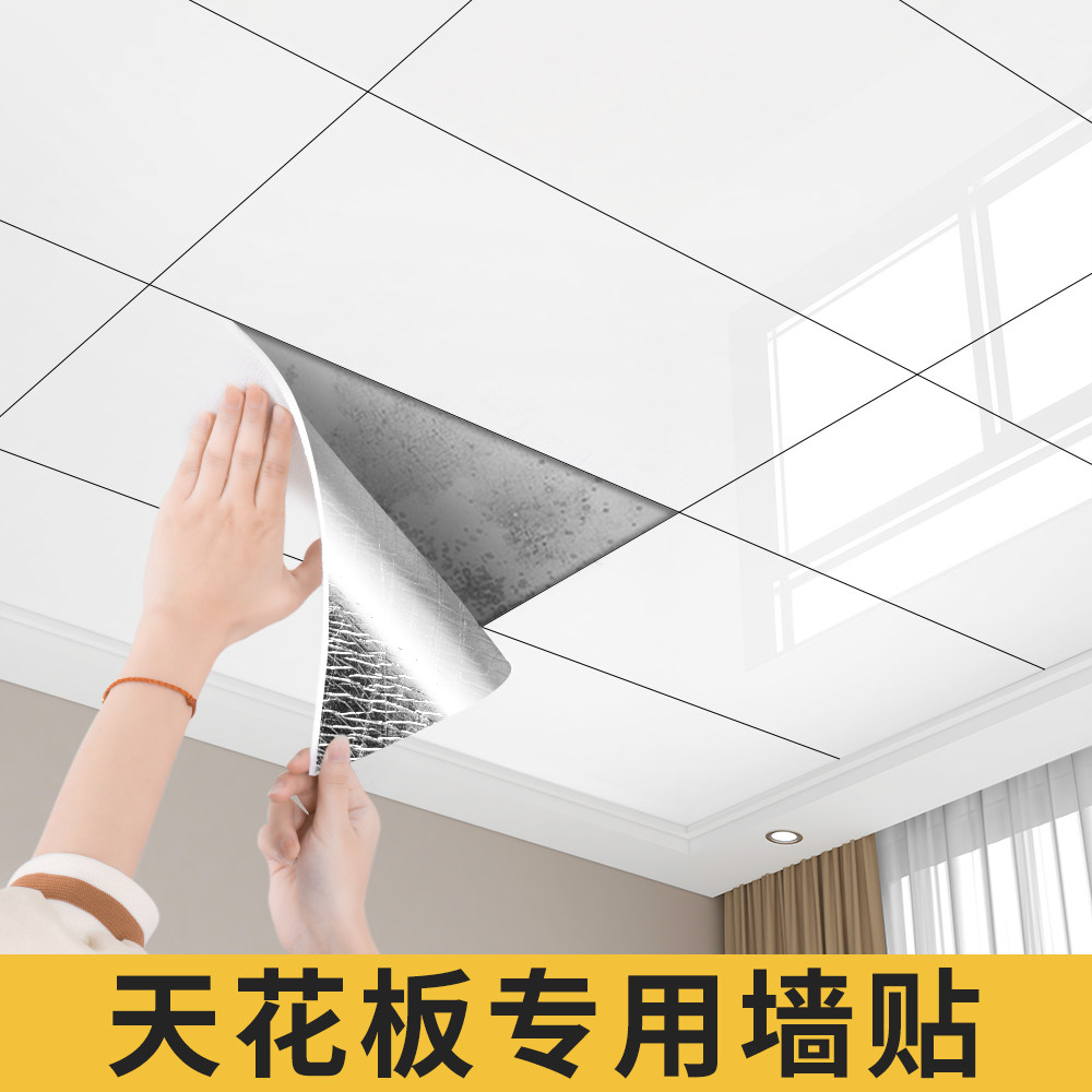 天花板贴纸自粘卫生间房屋顶吊顶自装顶棚遮丑装饰专用铝塑板墙贴,家居饰品,软装墙贴,淘宝优惠券,粉丝福利购,淘宝优惠卷