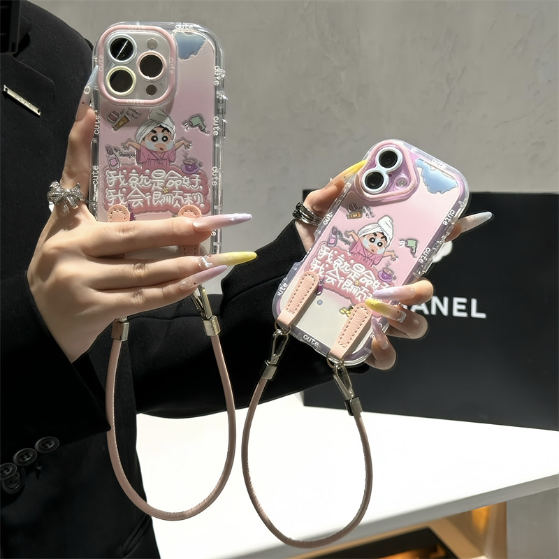 文字粉色小新适用苹果16promax手机软壳iphone13/14新款支架15pro华为mate70荣耀vivox200小米15OPPO泡芙羽纱