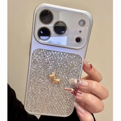 轻奢电镀菱格亮片立体小金马适用苹果17promax手机壳iPhone17pro网红女款16pro超火新款15全包防摔14华强北套