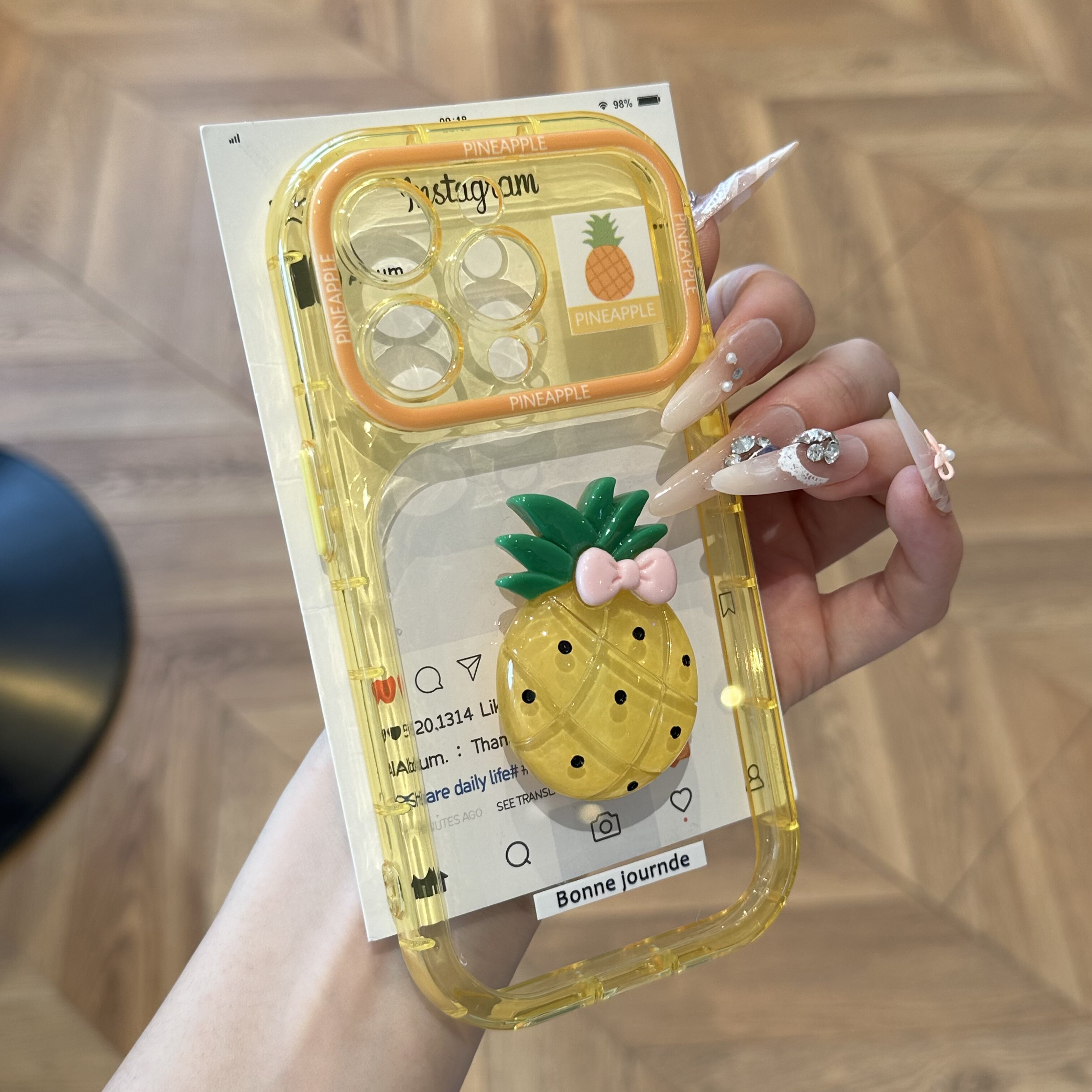 夏日菠萝蝴蝶结适用iPhone17promax立体贴件手机壳苹果16pro新款彩虹壳大视窗13/14男女款防摔软17pro手机套