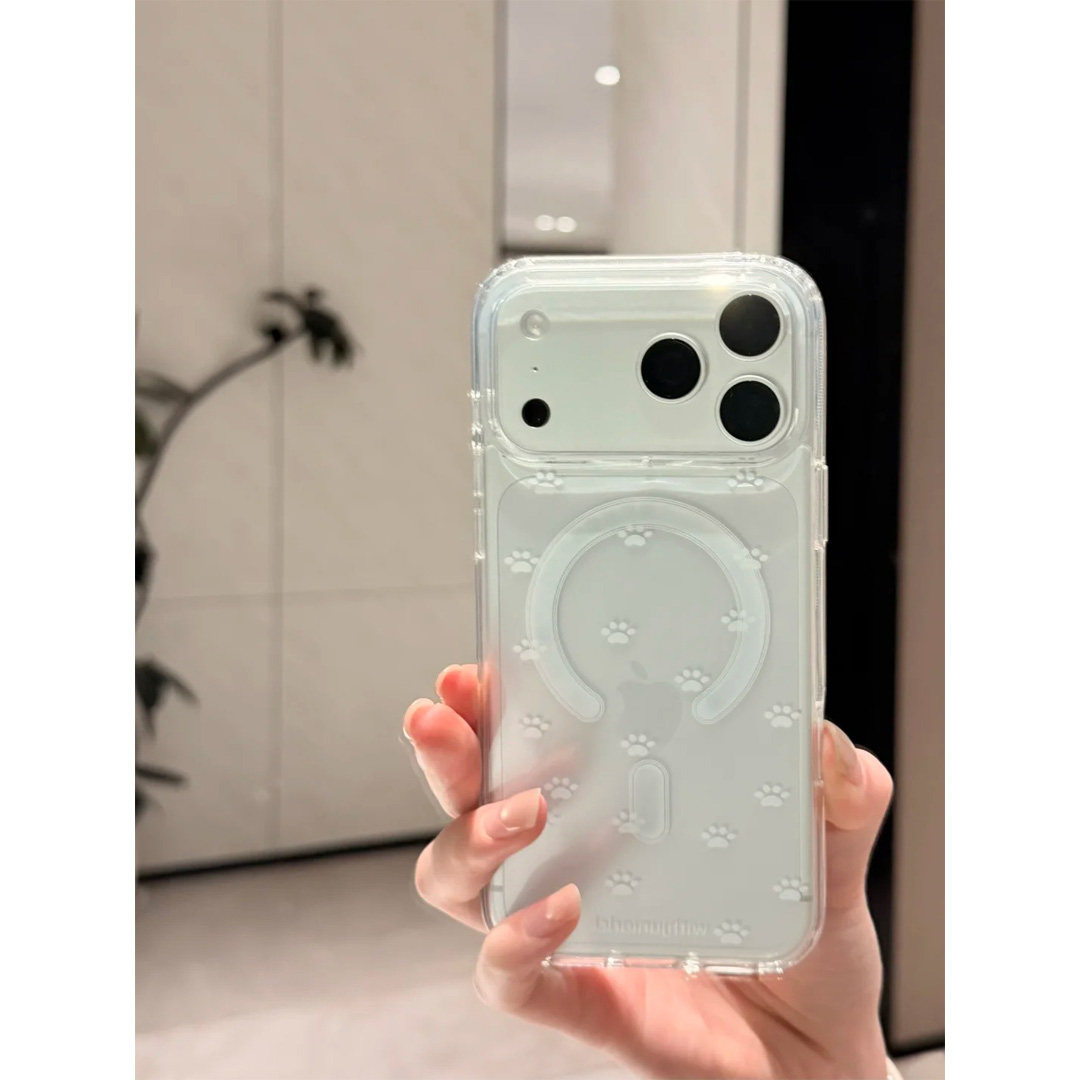 白色猫咪爪爪适用于苹果17Promax磁吸手机壳iphone16Pro男女款14透明13Pro保护套12mini硅胶7/8plus防摔17air