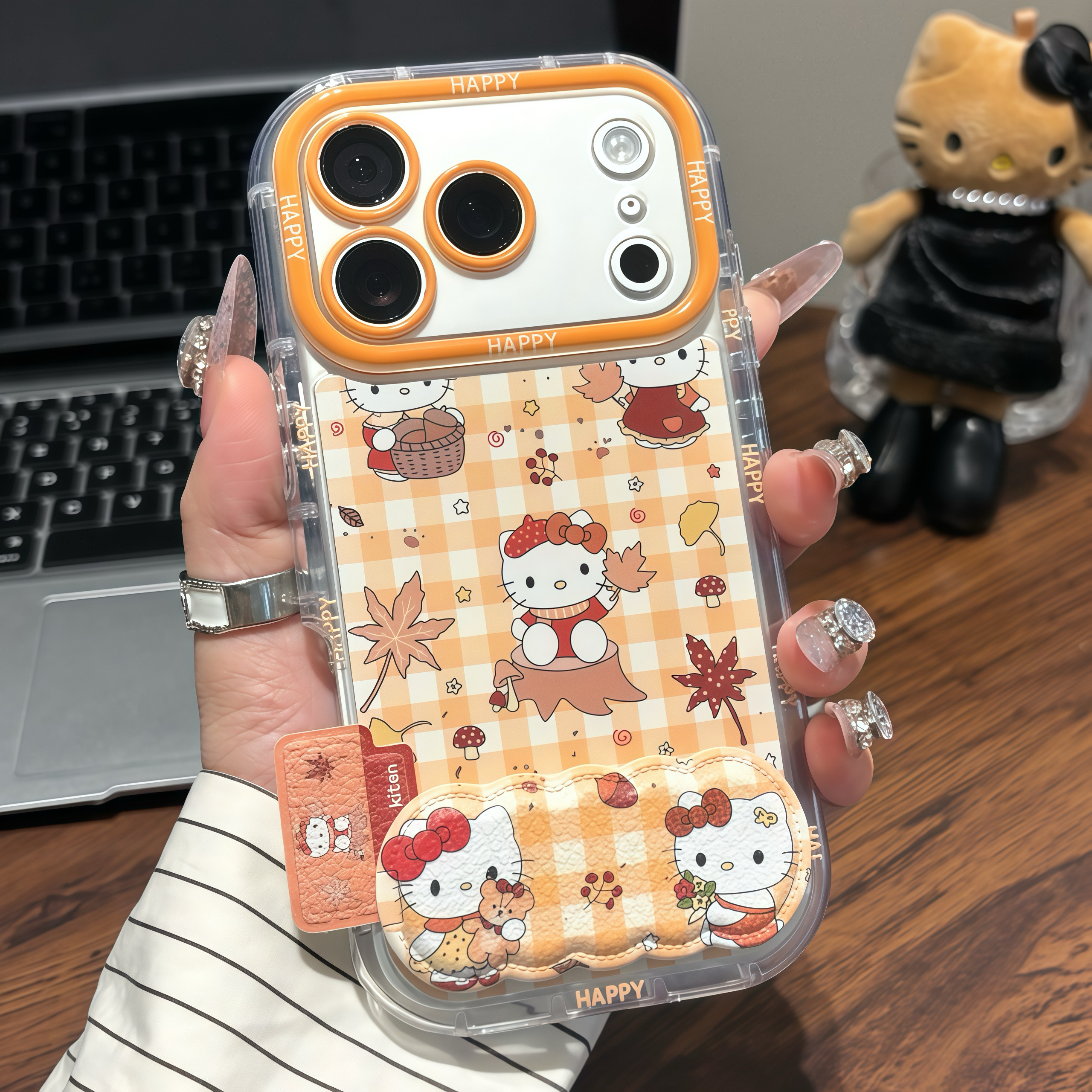 秋日枫叶猫咪适用iPhone18promax镜面支架手机壳17pro防摔华为Mate70新款泡芙羽纱x300防摔软小米17pro手机套