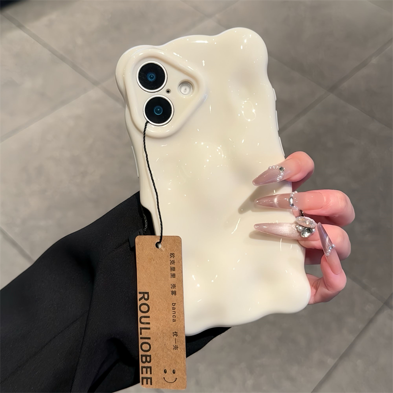 韩风温柔纯色陨石纹适用iPhone16plus手机壳苹果12promax全包11女15promax波浪个性14promax简约防摔软13保护