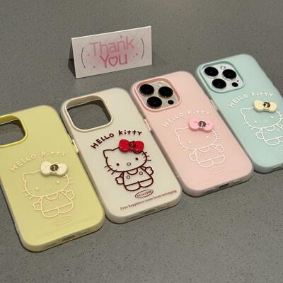 可爱卡通HelloKitty蝴蝶结适用苹果iPhone16ProMax手机壳15新款14二合一13小众14promax女16硅胶16Pro全包套