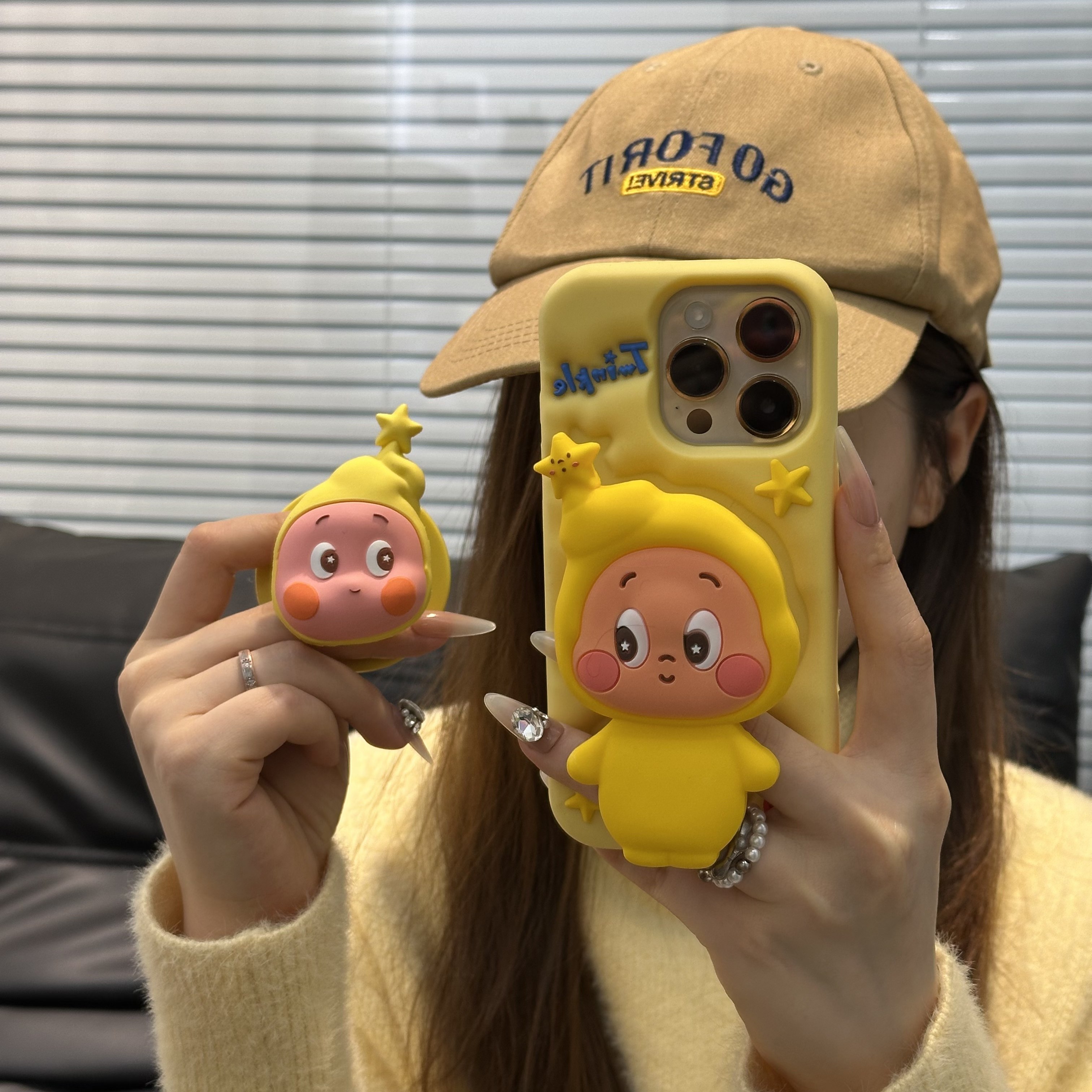 超萌卡通立体星星人支架适用苹果17promax手机壳iPhone16pro硅胶15软壳14全包13防摔15pro可爱创意13pro情侣