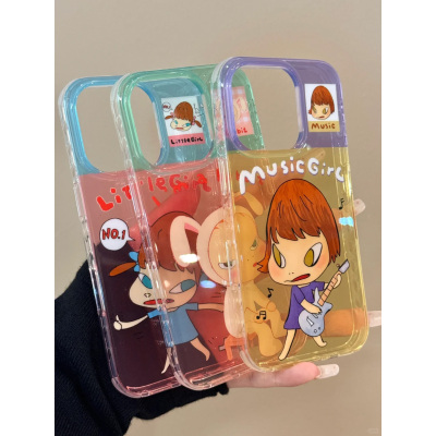 紫金半透奈良美智适用iPhone16苹果16Promax手机壳新款网红超火15por防摔14plus全包13高级感12套xr/xsmax软