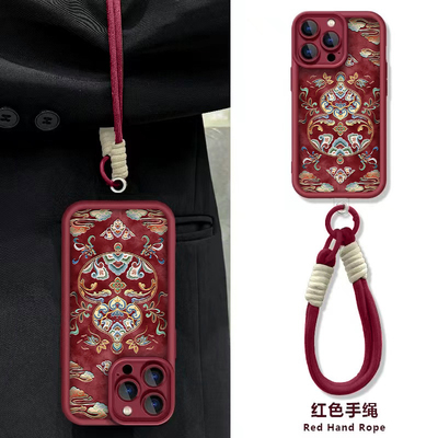 敦煌葫芦适用苹果15promax手机壳16pro华为mate60新款pura70腕带OPPOReno12挂绳vivos19x100女iQOOz9小米14套