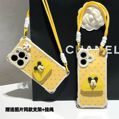 适用苹果16手机壳15pro波点米奇手掌贴件支架iphone14promax手提挂绳真我硅胶华为荣耀vivoiQOO小米oppo13/12
