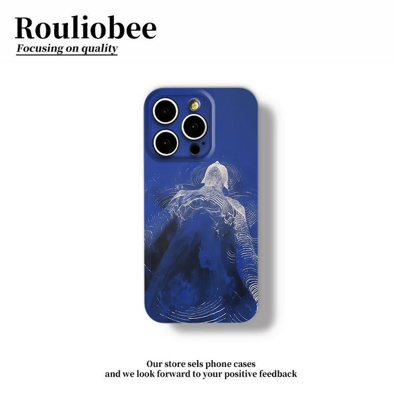 蓝色波浪人形适用苹果16promax手机壳16pro华为mate70新款pura70菲林壳OPPOReno14/vivos30x200超火小米15套