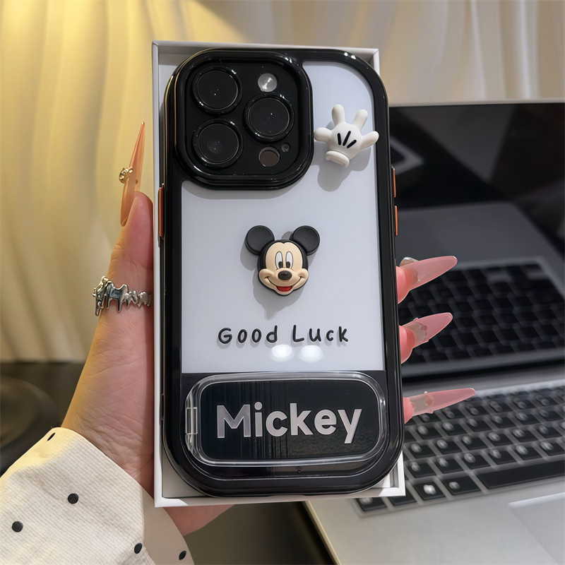 goodluck米奇适用苹果16promax手机壳iphone13新款镜面支架15pro华为mate70荣耀vivox200小米15OPPO全包防摔