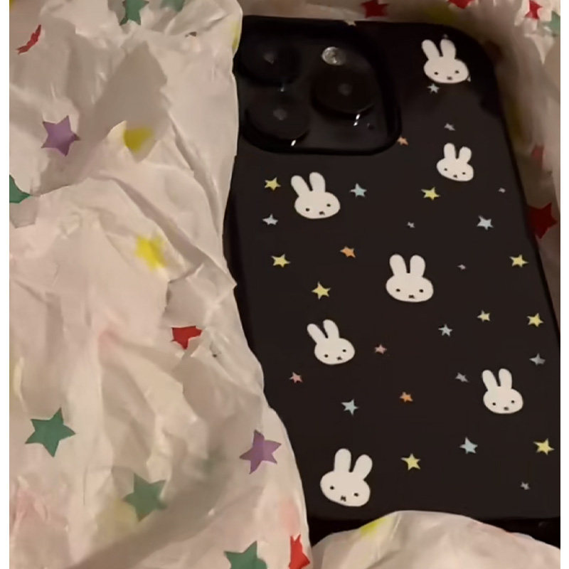 黑夜星空米菲兔适用苹果16promax手机壳iPhone15新款16pro保护套7/8plus网红超火x男女款14全包防摔15promax