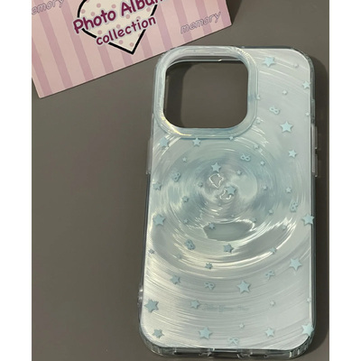 薄荷绿满屏星星适用苹果16/15promax手机壳iphone14pro网红超火13软壳12女新款11流光壳感防摔plus渐变软套壳